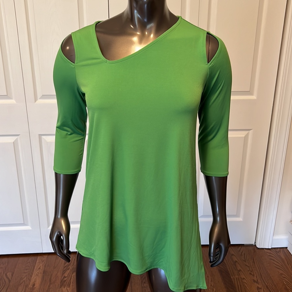 Alfani Women’s Cutout Cold Shoulder Green 3/4 Sleeve Top Size S